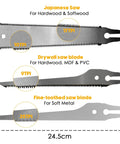 Three saw blades for 4 Piece Miter Box And Saw Set With A 2.68 By 12 Inch Miter Box And Three Saws For Quick Bevel And Miter Cuts