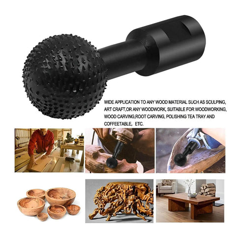 Top Tier Sphere Rotary Burr Angle Grinder Attachment 10mm Plus 14mm Ball Gouge Wood Carving Tool for shaping wood.