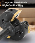 Heavy Duty Carbide Insert Surfacing Router Bit With One Quarter Inch Shank And One And One Quarter Inch Cutting Diameter Four Wing Anti Vibration Design TiAlN Coated Replaceable Blades For Heat Resistance Pro Grade Woodworking Planing Bit with tungsten steel blade close-up, showing 4-wing anti-vibration design.