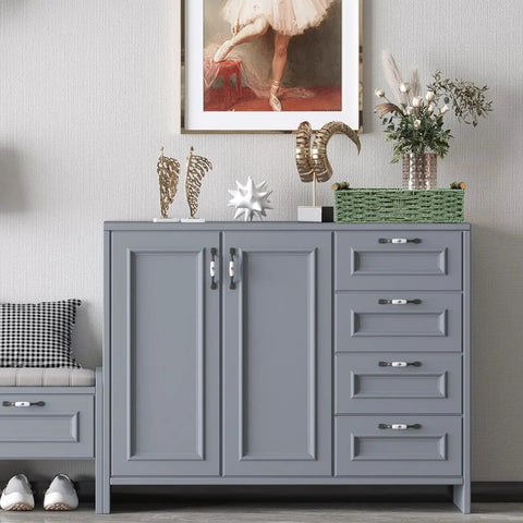 Handmade Paper Rope Storage Basket With Handle Green Wicker Bin for Toilet Tank Top on gray cabinet in modern room.