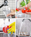 M18.5 Faucet Aerator Replacement Kit, 6 Pack Sink Faucet Flow Restrictors demonstrating usage in kitchen and bathroom