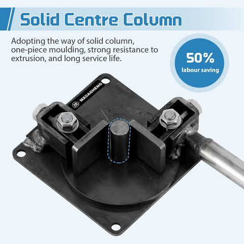 Close-up of solid centre column of Heavy Duty Manual Rebar Bender For Steel Bars Up To 14Mm, showcasing sturdy construction.