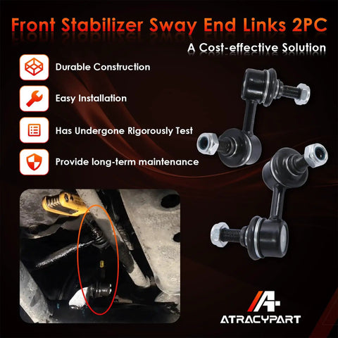 Front Sway Bar Links Kit For Honda Civic 2001-2005, CR-V 2002-2006, Element 2003-2011, Heavy Duty Stabilizer Links With Durable Bearings With two front sway bar links