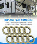 Double Lip Grease Seal Kit Heavy Duty For 5200 7000 Lb RV Trailer Axles Two And A Quarter Inch Inner Diameter Fits EZ Lube And D42 Spindles Replaces 122088 01003600 Trailer Hub Wheel Seal Pack Ten Count image showing seals and RV in background