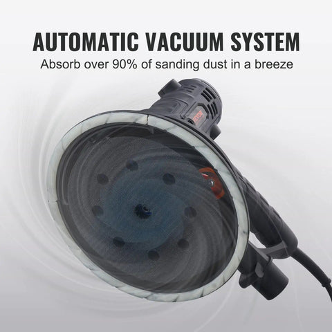 Heavy Duty Electric Drywall Sander With Variable Speed Motor And Hassle Free Vacuum Dust Cleanup For Cleaner Job Sites Plus Dual Bright Led Lamps And Full Sanding Pad Kit For Smooth Finish On Every Home Improvement Project, featuring automatic vacuum system.