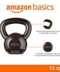 Rock Solid Cast Iron Kettlebell Thirty Five Lb Weight With Wide Comfort Grip engineered for secure grip and easy weight identification.