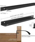 Matte Black 10 Pack Finger Pulls For Cabinets And Drawers 11.81 Inch Edge Concealed Aluminum Handles with size and screw details