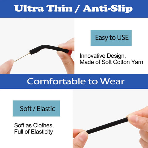 Comfy Soft Cotton Eyeglasses Ear Cushions Set Anti Slip Elastic Temple Tips Sleeve Retainer Grips For Glasses And Sunglasses Skin Friendly