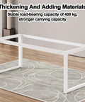 Rock Solid White Metal Table Legs Heavy Duty Industrial Rustic DIY Bench Supports Cold Rolled Steel Square Frame shown on a rug.