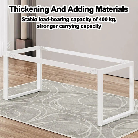 Rock Solid White Metal Table Legs Heavy Duty Industrial Rustic DIY Bench Supports Cold Rolled Steel Square Frame shown on a rug.