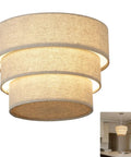 Three Tier Linen Drum Lampshade For E26 Ceiling Pendant Light Modern Hanging Lamp Fixture Beige Fabric Shade For Pendant Lights