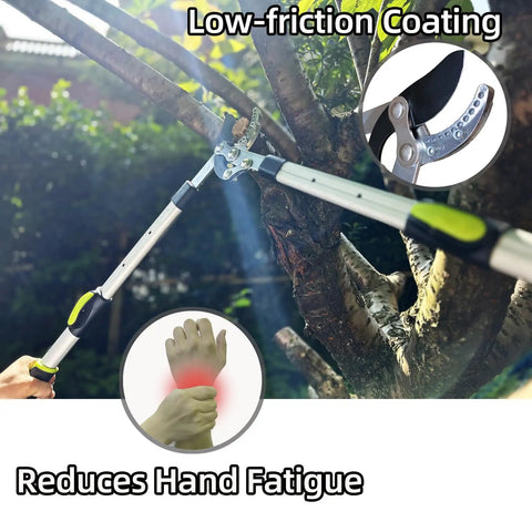 Beast Heavy Duty Tree Loppers With Extendable 21 To 26 Inch Handles cutting branch, ergonomic grip for reduced hand fatigue.