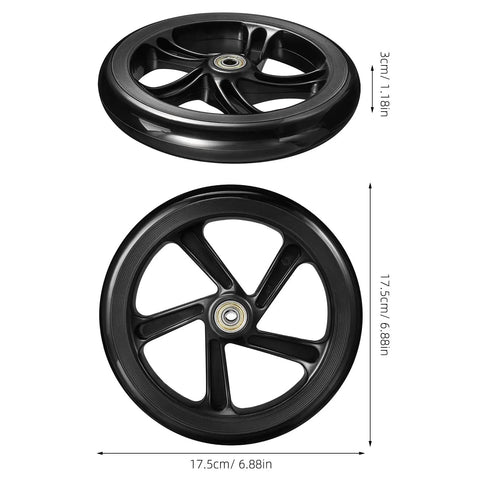 Two Pack 175mm PU Scooter Wheels Replacement Set For Mobility And Stunt Riding Non Slip Wear Resistant Weatherproof Easy Install