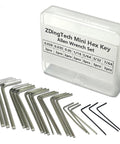 21 Piece Pocket Sized Hex Key Set With Rust Resistant Black Oxide Finish Micro Allen Wrenches In 0.028 0.035 0.05 One Sixteenth Five Sixty Fourth Three Thirty Second Seven Sixty Fourth Inches For Tight Spaces Insertion Reducing Wear displayed outside storage case
