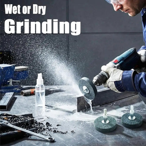 Person using Mounted Grinding Stones Set 4 Pcs With 1/4 Inch Hex Shank Assorted Cylinder And T Shape Grinding Bits for metal grinding
