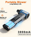 Electric Air Duster With Two Replaceable Batteries, portable blower, 3000mAh, long battery life, shown on a white background