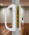 Sliding Glass Door Handle Replacement Kit In All Aluminum Mortise Style, Reversible And Non-Keyed, installed side view