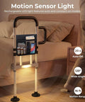 Elderly Bed Rail With Non Slip Handle And Motion Activated Night Light For Seniors Upgrade 2026 beside bed with storage pouch