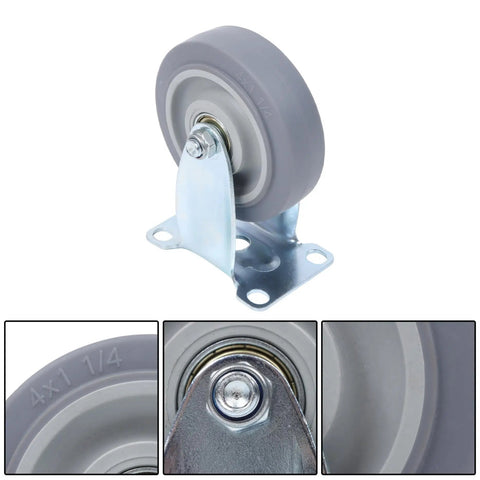 Four Inch Heavy Duty Polyurethane Caster Wheels Set Of Four Built Tough For Rock Solid Glide And Ultra Quiet Performance with metal bracket