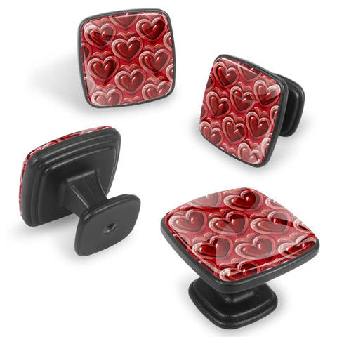 Kick Your Space Up A Notch With These Top Tier Glass Square Cabinet Knobs Featuring A Sweet Red Heart Design ideal for kitchen drawers.
