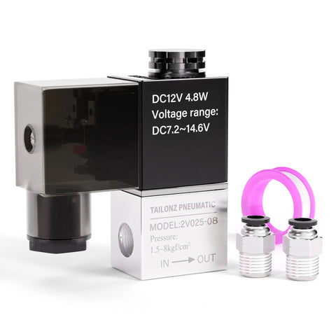 12V 1/4 Inch NPT Electric Solenoid Air Valve, 2 Way Normally Closed, 2 Position Pneumatic Valve With Fast Response Pilot Head