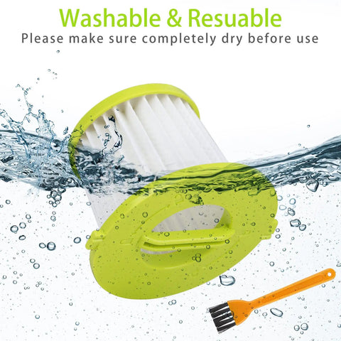 Replacement Filter For ONE Plus 18V Handheld Vacuum Models PCL700 PCL704 PCL705 4 Pack With High Efficiency Filtration Captures 99.7 Percent Of Dust Dirt Food Debris And Pet Dander Down To 0.3 Microns washable filter in water with cleaning brush