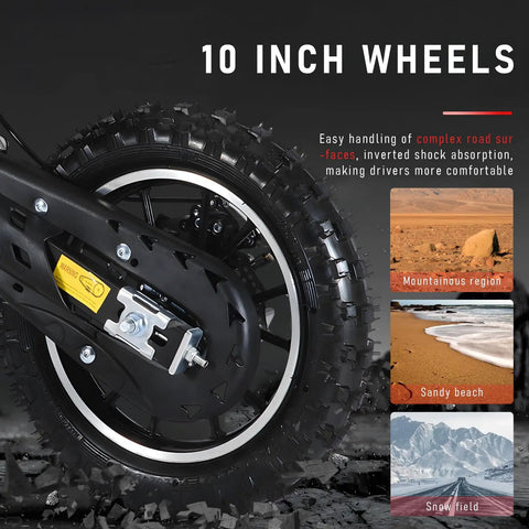 10-inch tire of the 50cc Kids Dirt Bike Gas Powered 2 Stroke mini motorbike for versatile outdoor terrains.