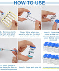 Instructions for using 20 Pack Sealed Sterile 5ml Glass Vials With Self Healing Injection Port For Medical Lab And Home Use.