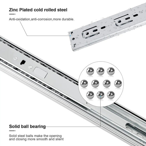 14 Inch Soft Close Drawer Slides Set Of 4 Pairs With Ball Bearing Full Extension, Side Mount Cabinet Hardware, Heavy Duty 100 Pound Capacity