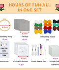 Punch Needle Coaster Kit For Easy DIY Embroidery 6 Piece All In One Set With Fun Patterns Tools Yarns Hoop Instructions And Coaster Holder For Beginners Kids And Adults overview