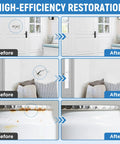 Image showing effectiveness of White Acrylic Touch Up Paint Pen Brings Slick High Gloss Shine For Knocking Out Scratches On Cabinets Wood Walls Doors Metal Appliances And Furniture Smooth As Butter on various surfaces.