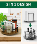 Total Breeze To Grab From Smooth Spinning Lazy Susan Napkin Holder For Kitchen Tables 9 Inch displaying spices and napkins.