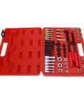 Heavy Duty 48 Piece Steel Thread Chaser Kit With 22 Taps And 24 Dies Plus Two Files For Cleaning Restoring Damaged Threads On Bolts Studs Nuts open red case