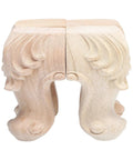Solid Wood Furniture Legs Set 4 Pcs Carved Rose Design Super Sturdy Built To Last Heavy Duty Sofa Bed Cabinet Feet High Bearing Easy Install