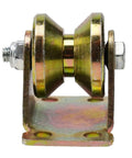 Heavy Duty V Groove Gate Wheels For Inverted Track Sliding Gates, four-pack caster set shown from the side, made of heavy gauge steel.