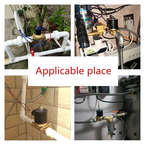 Brass Ball Valve With One Quarter Inch Internal Thread, Solenoid Water Valve For Hot And Cold Water Lines, Easy To Install And Works With DC12V DC24V Or AC220V, Ideal For Garden Irrigation, Piping, And Water Systems. Installed in irrigation and pipe setups