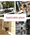 Brass Ball Valve With Solenoid Actuator For Hot And Cold Water, 12V 24V Or 220V AC Power, Quarter Inch Internal Thread, Stop Valve For Garden Hoses, Water Pumps, Rainwater Systems, DIY Friendly Easy Install, Durable Control Switch installed on PVC water pipes