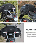 Universal 48L Waterproof Motorcycle Tail Bag With Roll Top Closure For All Bikes No Saddle Stay Or Rack Needed Ride Ready Travel Luggage mounted on motorcycle with 4-point system.