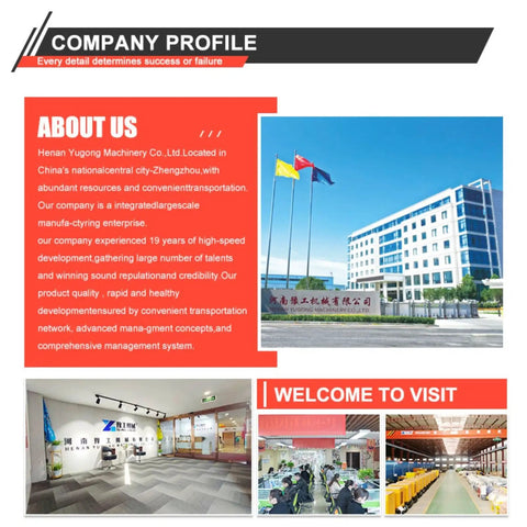 Company profile image of Henan Yugong Machinery, showcasing the building, flags, and corporate branding.