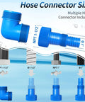 Hose connector sizes for Half HP Sump Pump With 4900 GPH High Flow For Clean And Dirty Water Portable Thermoplastic Electric Pump