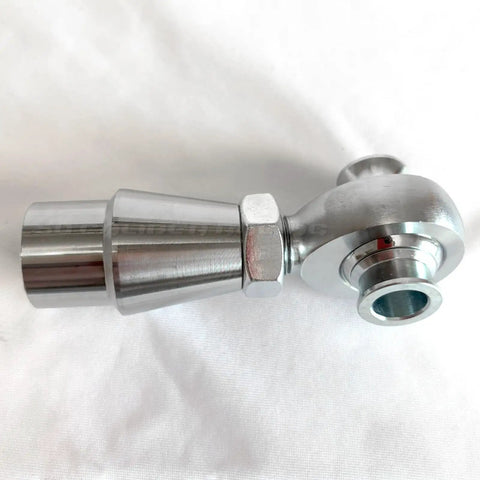Right Hand Thread 1/2 Inch Heim Joint Rod End Kit For 1 Inch OD Chromoly With Jam Nut Bung And Spacers For Suspension And Steering UTV Rock Crawler Hot Rod Johnny Joint, shown with jam nut and bung
