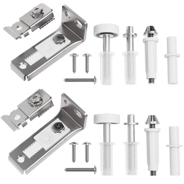 2-Pack Bifold Door Hardware Repair Kit – Stainless Steel Closet Door Pivots, Guide Wheels, Brackets, For 3/8 Inch Thick Doors