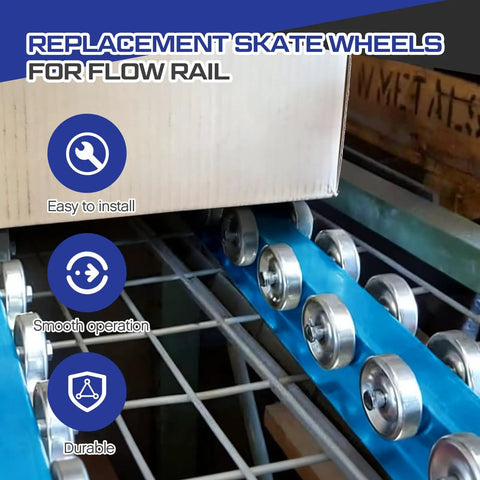 50 Pcs Metal Conveyor Skate Wheels Replacement Set For Flow Rail Systems Zinc Plated Steel Wheels with Easy Install Features