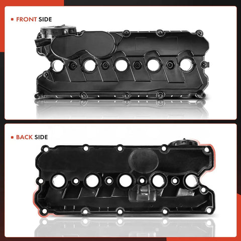 Engine Valve Cover With Gasket And Bolts For VW 2.5L L5 Engines Beetle 2006-2018 Golf 2010-2014 Jetta 2005-2014 Passat 2012-2014 Rabbit 2006-2009 Replacement Direct Fit Premium front and back view