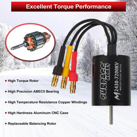 2430 7200KV Brushless Motor And 35A ESC Combo Waterproof Sensorless Power Pack For 1/16 And 1/14 RC Cars And Trucks with wiring