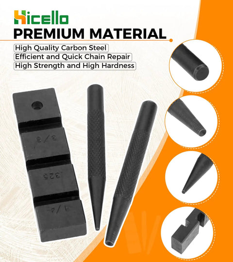 Three Piece Pocket Chainsaw Breaker Set For Chain Repair And Mending Rivet And Link Removal Tool Punch And Joiner Pro Grade Kit With Premium Carbon Steel Construction For Tough Field Work On The Go with tool details