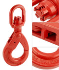 Dead Serious Heavy Duty Grade 80 Swivel Self Locking Hoist Hook With Eleven Thousand Pound Capacity and Rock Solid Drop Forged Steel Body, red finish