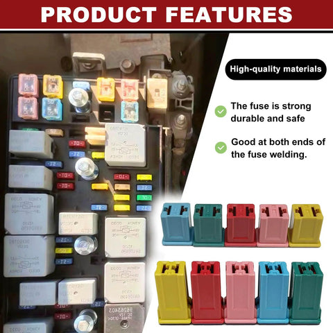 Kickass 30 Pc Automotive Fuse Assortment Kit With Heavy Duty Copper Contacts showcasing fuses in a organized box for vehicles.