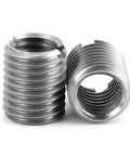 10Pcs Stainless Steel Thread Repair Inserts M8x1.25 To M10x1.25 Kit, shown close-up with threaded design and durable build.