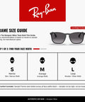 Unisex RB4187F Chris Low Bridge Fit Square Sunglasses With Rubberized Black Frames And Light Grey Gradient Lenses, 54 mm, size guide displayed